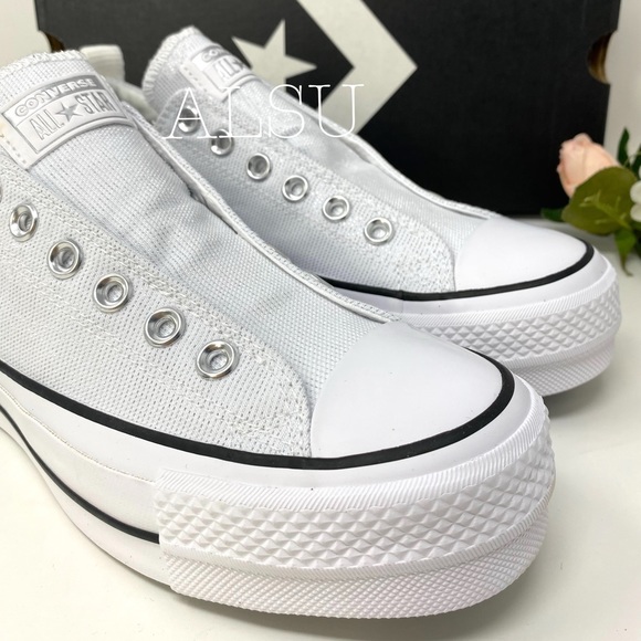 Converse Ctas Lift Slip White Lurex Women Platform - Picture 7 of 8